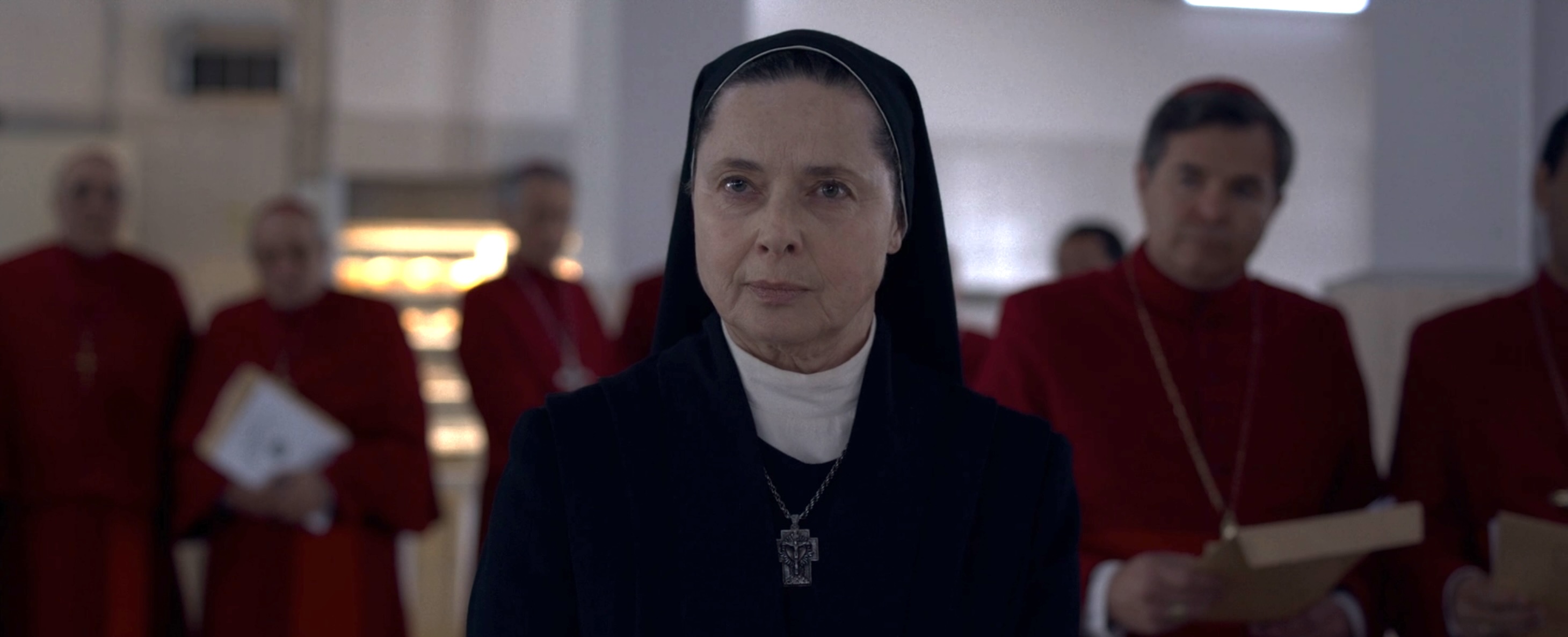 Conclave Cast on Peacock - Isabella Rossellini as Sister Agnes