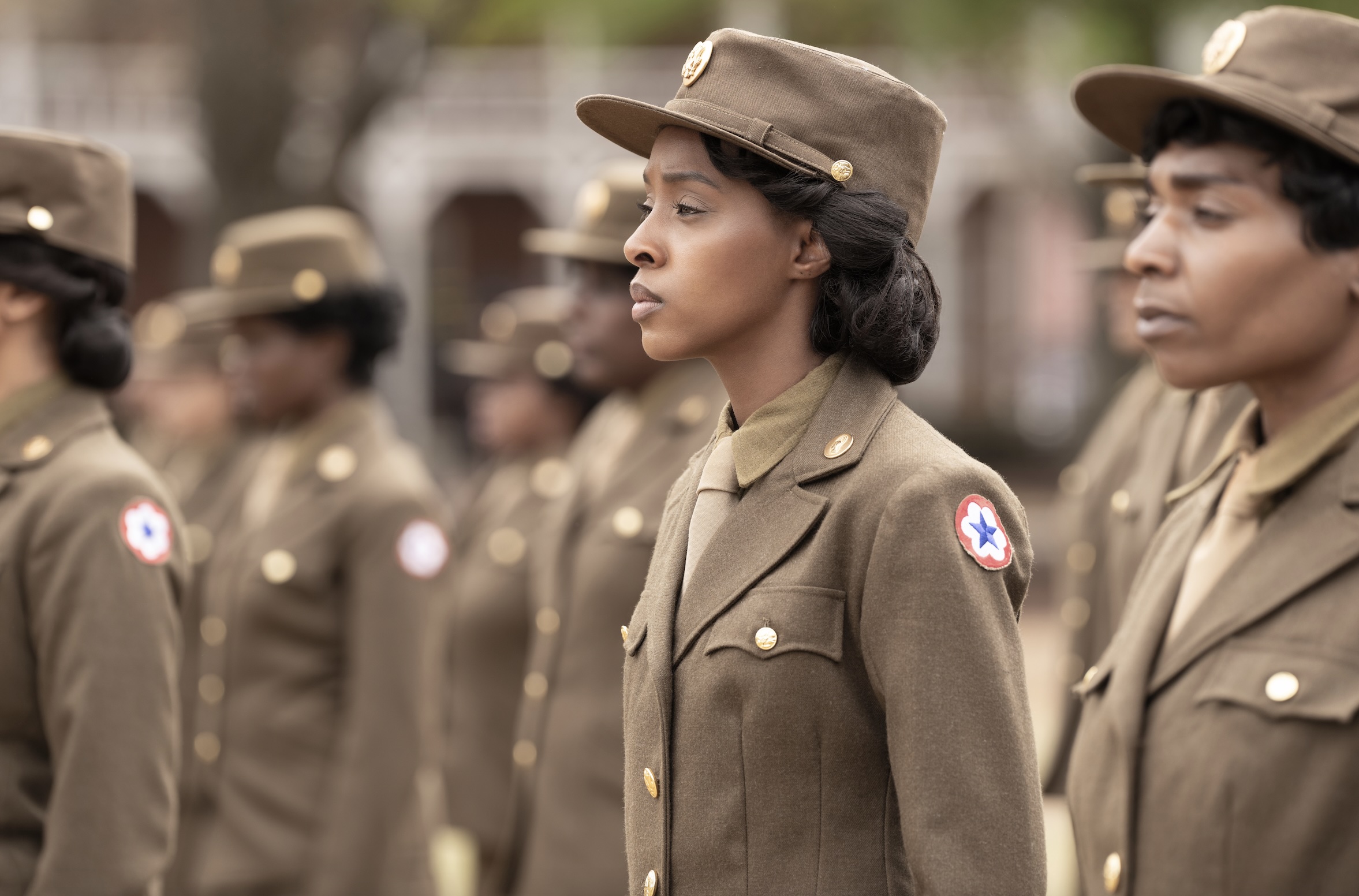 The Six Triple Eight Cast on Netflix - Ebony Obsidian as Lena Derriecott King